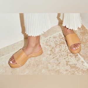 Freda Salvador Embossed Tan Diana Slide Sandals